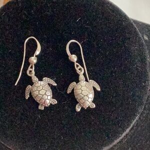 Pair of sterling silver turtle earrings